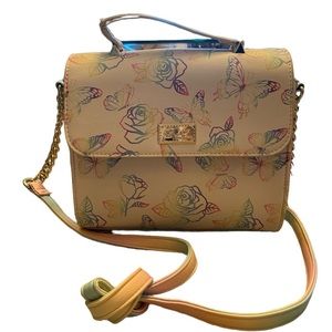 Betsey Johnson Butterfly Rose Crossbody purse. Approx. 8.5" x 8" × 5". Used once